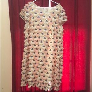 Mod cloth dress 2x fringe and sequins